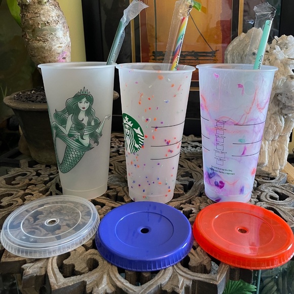 Starbucks Bundle 3 Rare Reusable Color Changing Cold Cups NEW - Picture 1 of 4